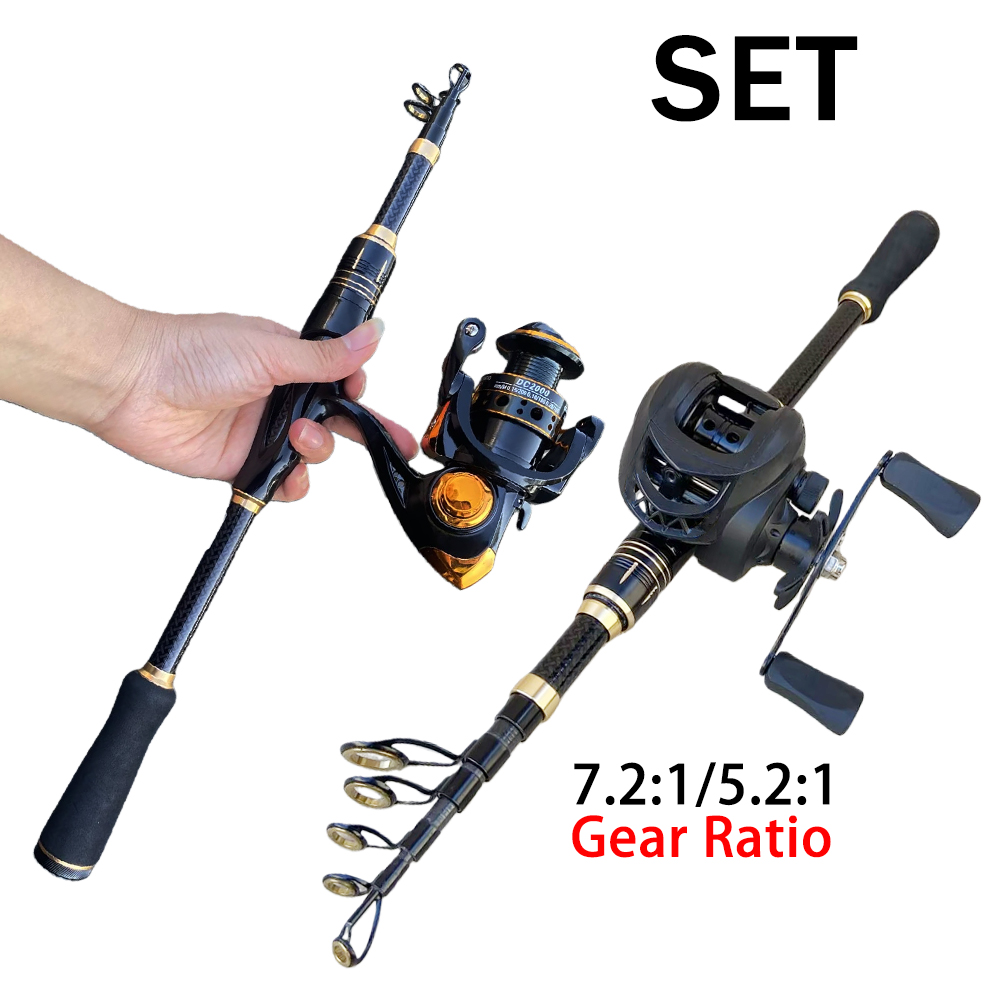 Fishing Rod Combo - Angelzubehör-Kombination Kurze Angelrute mit Rolle 1,8m/2,1m