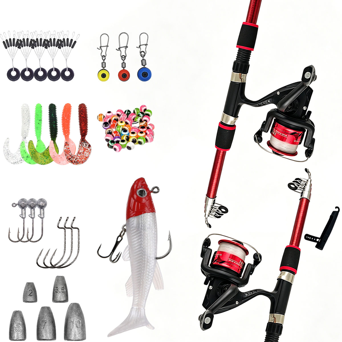 Spinnruten- und Rollen-Set, 1, – Fishing Rod Combo Bewertung und Preis